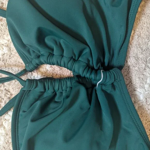 Tropical One Piece Plunge Neckline Cutout Criss Cross Swimsuit Size M - Picture 5 of 7